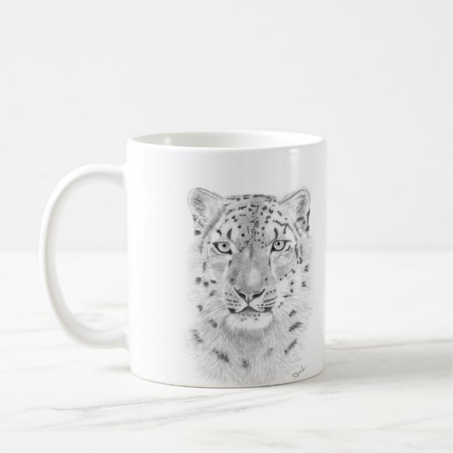 Leopardo-da-neve - canecas de arte animal (Esquerda)