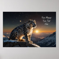 Leopardo-da-neve majestoso - Poster de texto perso