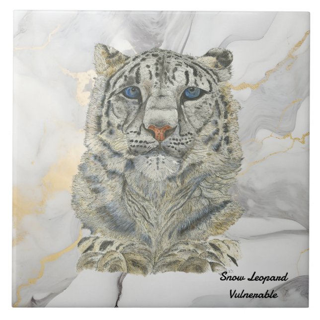 Leopardo-da-neve pintado com majestosa mão (Frente)