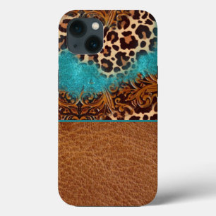 Leopardo-de-Couro-Florescente Turquesa Ocidental