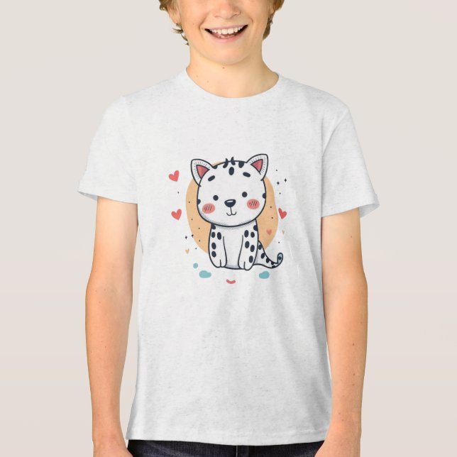 Leopardo de Neve Bonita com Corações (Frente)
