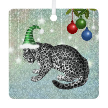 Leopardo-de-Neve do Partido em Gnome Hat com Ornam
