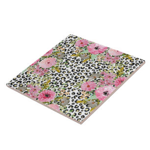Leopardo elegante e design floral