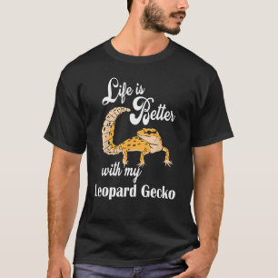 Leopardo Engraçado Gecko Camisa Melhor A Vida com