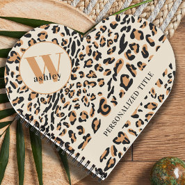 Leopardo Imprime Coração Moderna Monograma Forma