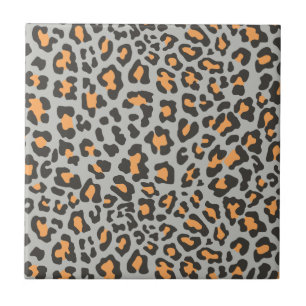 Leopardo Imprime Preto, Cinza, Laranja