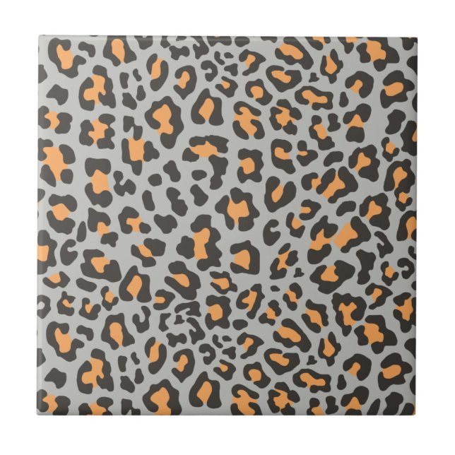 Leopardo Imprime Preto, Cinza, Laranja (Frente)