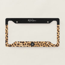 Leopardo Imprime Preto Marrom Personalizado Monogr