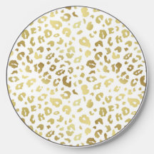 Leopardo Metálico Dourado Faux Impressão