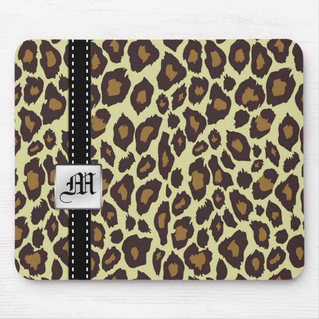 Leopardo Mousepad do monograma (Frente)
