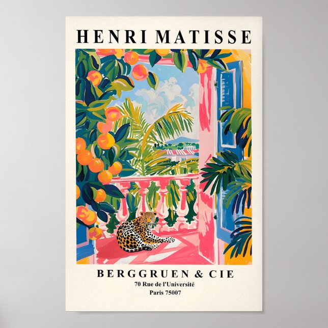 Leopardo Numa Balconha, Impressão Matisse, Decoraç (Frente)