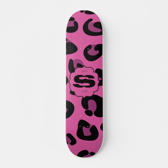 Leopardo Preto Rosa Cheetah Mini skateboard (Frente)