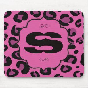 Leopardo Preto Rosa Cheetah Personalizado Mousepad
