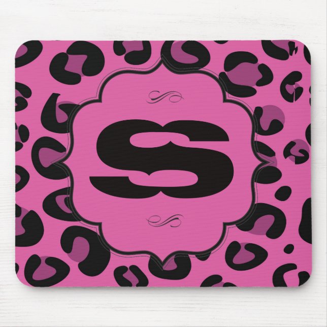 Leopardo Preto Rosa Cheetah Personalizado Mousepad (Frente)