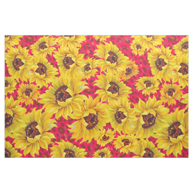 leopardo vermelho e tecido amarelo do girassol (Fat Quarter)