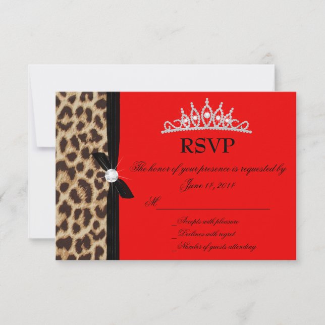 Lepard red Quinceanera RSVP (Frente)