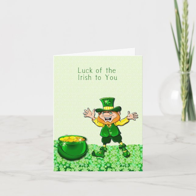 Leprechaun Luck do cartão irlandês (Frente)