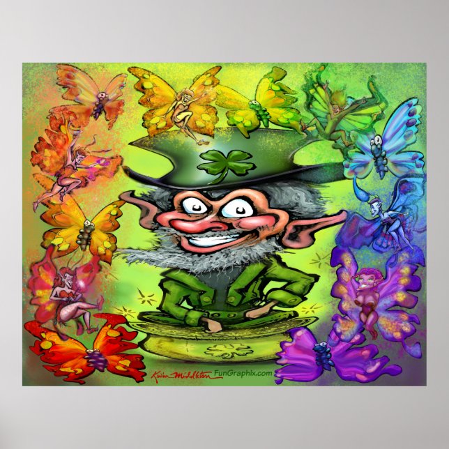 Leprechaun Rainbow Pixies Party Poster (Frente)