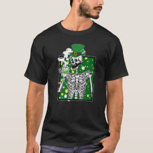 Leprechaun Top Skeleton Bebendo Café Rua Pat