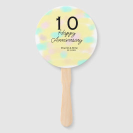 Leque 10 wedding anniversary yellow pastel name retro bo