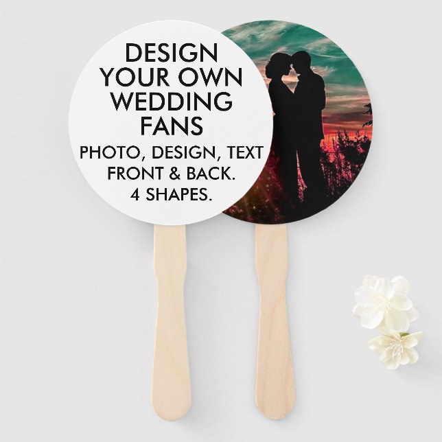 Leque 10 x VENTILADORES personalizados ROUND ECRU WEDDIN (Frente e Verso)