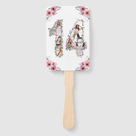 Leque 14 Aniversário Foto Collage Pink Girl Flor White