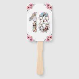 Leque 18º Aniversário Colagem de Fotos Rosa Menina Rosa