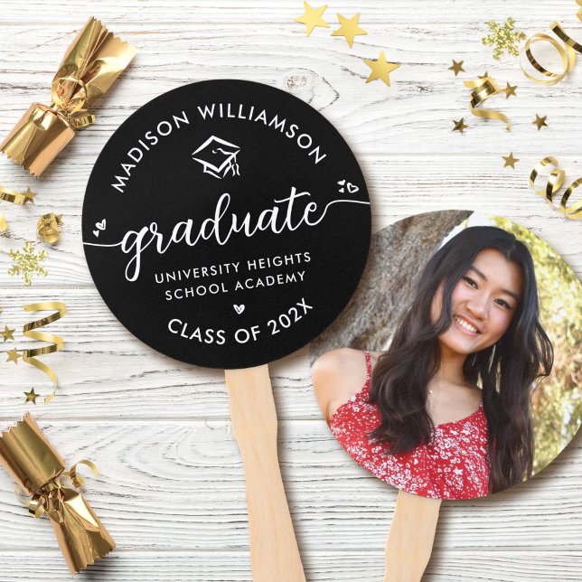 Leque 1 Boné Black Modern Script Heart (Criador carregado)