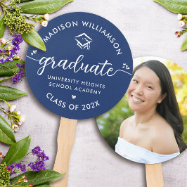 Leque 1 Foto Graduação Azul Moderno Script Corações Boin