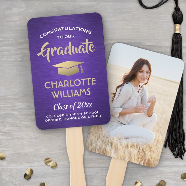 Leque 1 Foto Graduação Branco e Dourado Roxo Com Efeito  (Criador carregado)