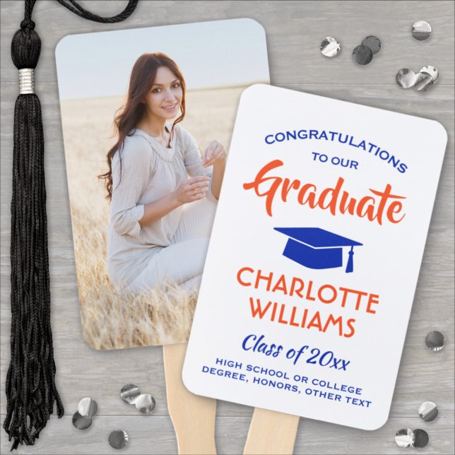 Leque 1 Graduação de Foto Elegante Laranja Moderno e Azu (Criador carregado)