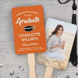 Leque 1 Graduação de Foto Laranja Elegante Preto e Branc