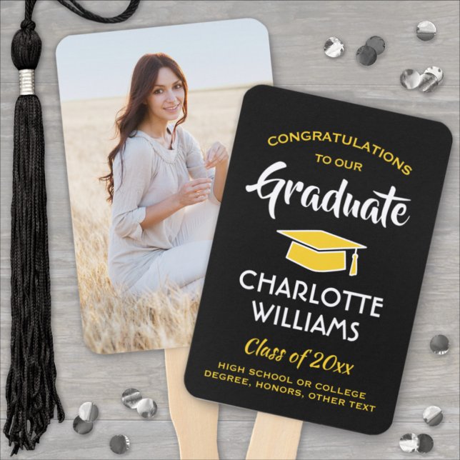 Leque 1 Graduação de Fotografia Amarelo Dourado Elegante (Criador carregado)