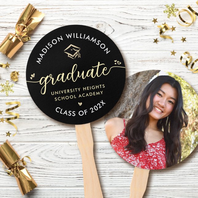 Leque 1 Graduação de Fotografias Boné de Corações Dourad (Criador carregado)