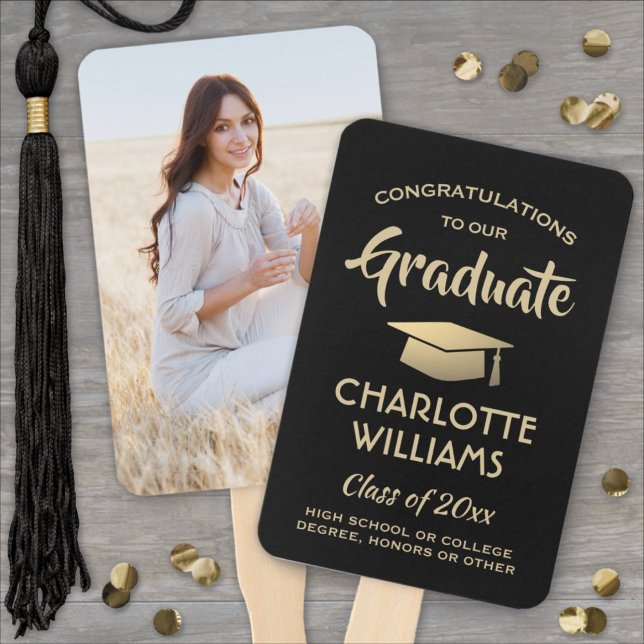 Leque 1 Graduação de Fotos Gradua Preto Moderno e Dourad (Criador carregado)