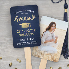 Leque 1 Photo Graduation Brushed Navy Blue Gold & White