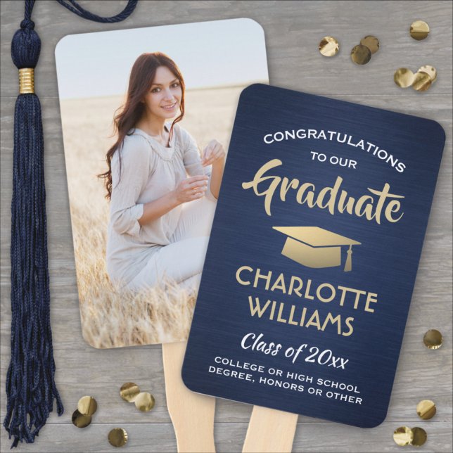 Leque 1 Photo Graduation Brushed Navy Blue Gold & White (Criador carregado)