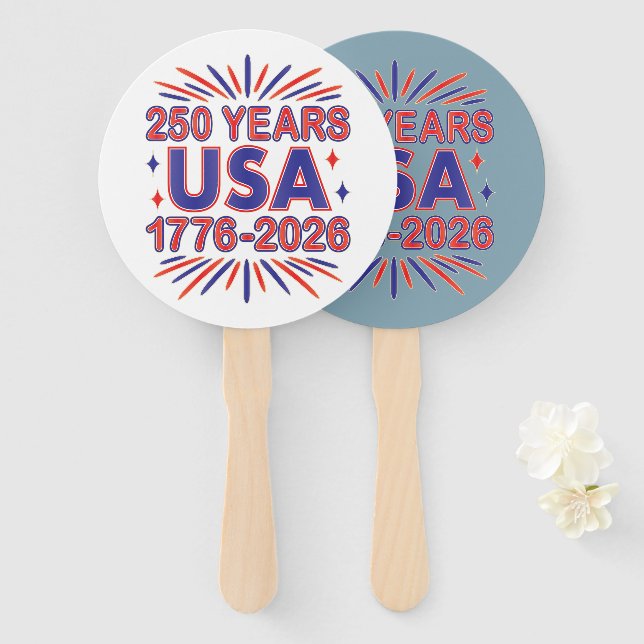 Leque 250 Anos EUA | 1776-2026 Semiquincentenário (Frente e Verso)