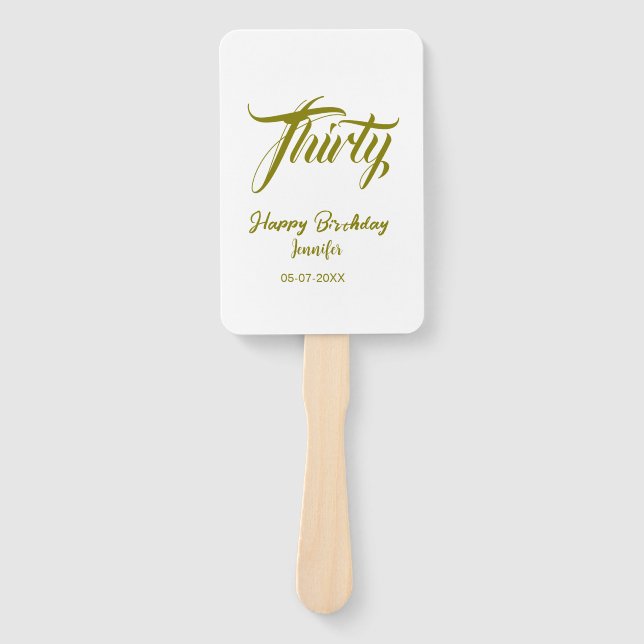 Leque 30th birthday add name date year gold template thi (Frente)