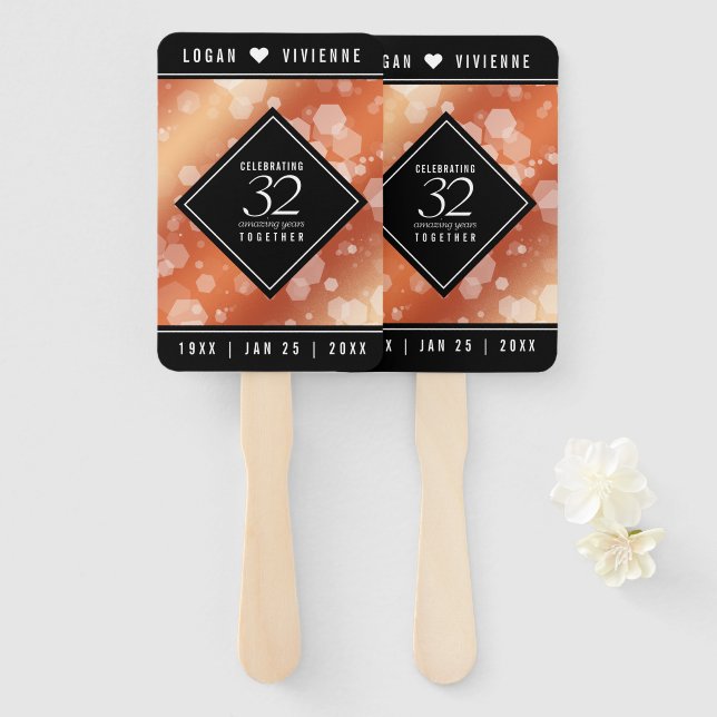 Leque 32º aniversário de casamento em Bronze (Frente e Verso)