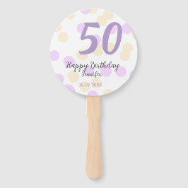 Leque 50th birthday add name date purple orange polkadot