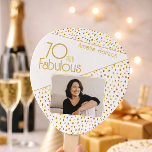 Leque 70 e Fabulosas Foto com Brilho Dourado Aniversário