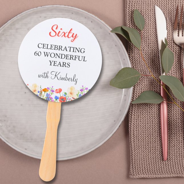 Leque A 60ª festa de aniversário Floral favorece 60 vent (Criador carregado)