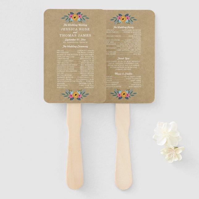 Leque A Coleção de Casamentos Florais do Kraft Rustic Kr (Frente e Verso)