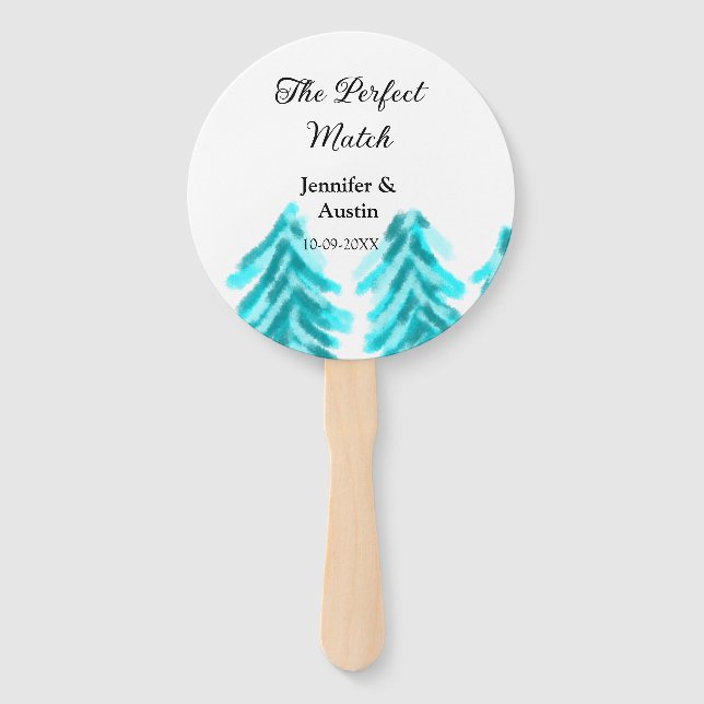 Leque A combinação perfeita do casamento do pinheiro azu (Frente)