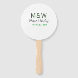 Leque A data romântica moderna verde da cinza do monogra