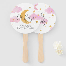 Leque Abanico Moon & Stars Pink Baby Shower