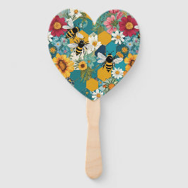 Leque Abejas y Florales Patrón de abeja flor