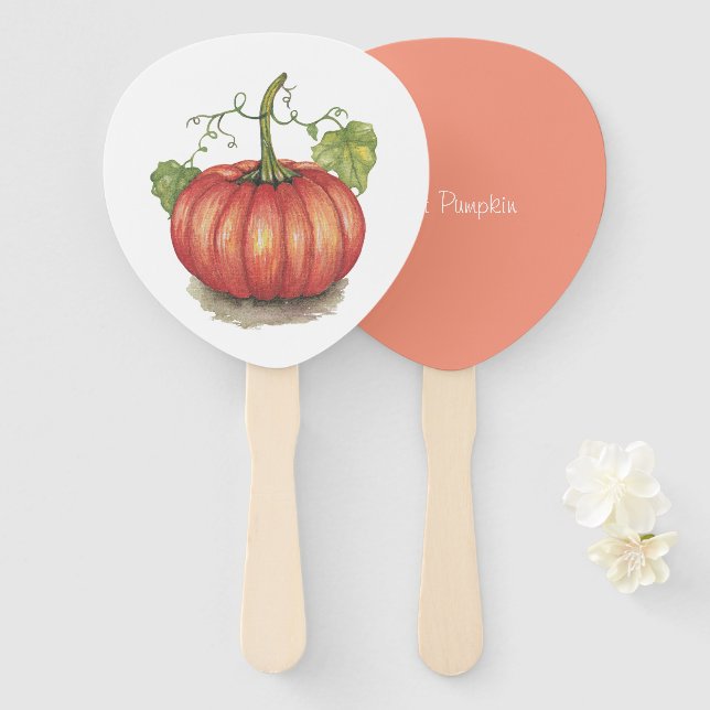 Leque Abóbora Cuja Vinha É Em Aquarela (Frente e Verso)