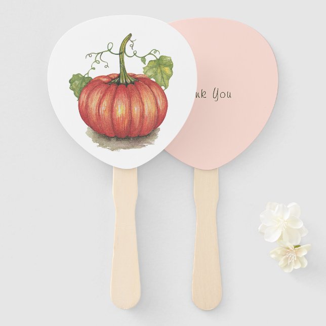 Leque Abóbora Cuja Vinha É Em Aquarela (Frente e Verso)